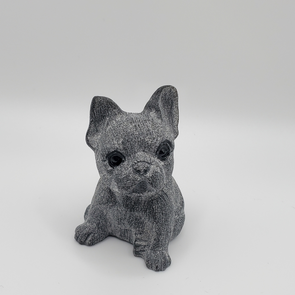 French Bulldog Black Obsidian Crystal Carving